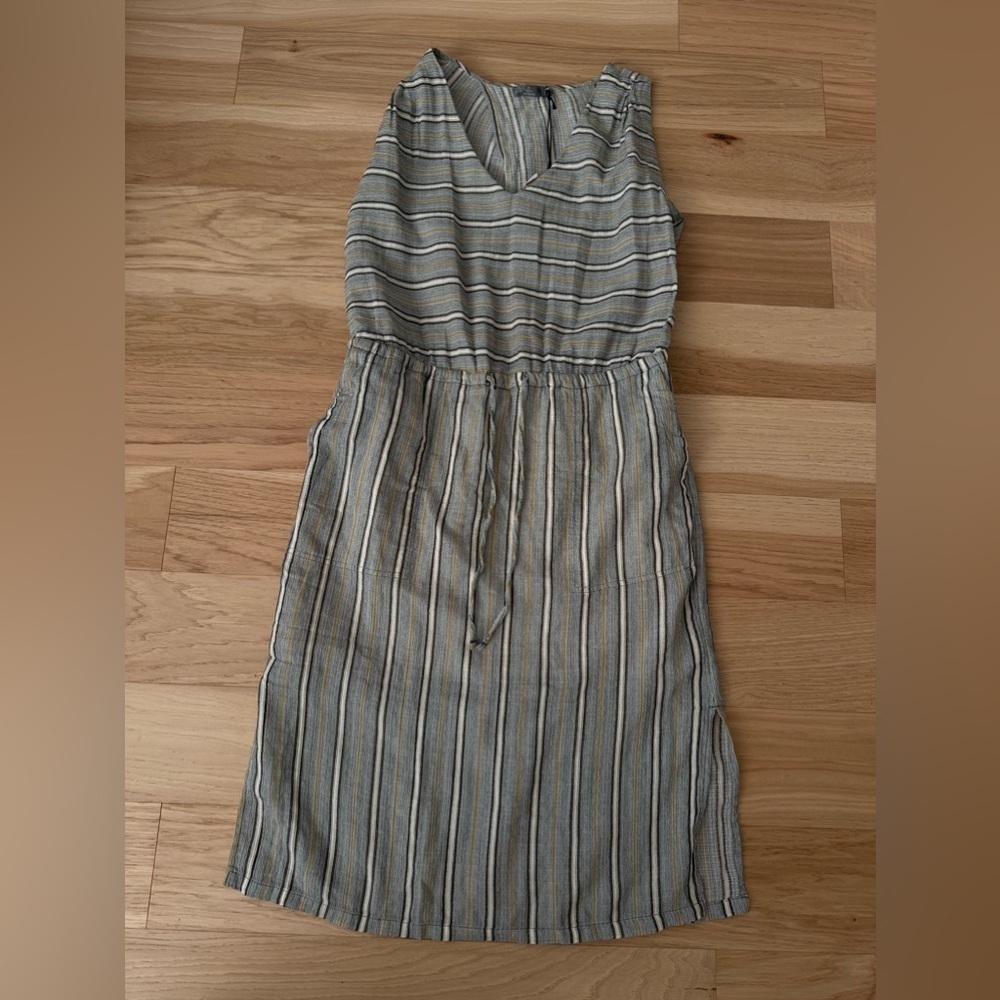 PrAna Ecotropics Dress Gray Stellar Stripe Organic Cotton Size Small Cut Out - Picture 7 of 12